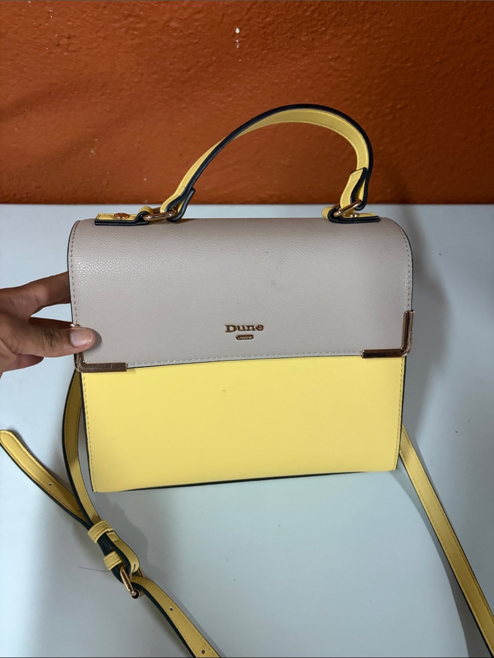 Two-Tone Dune Yellow & Cream Top-Handle Bag